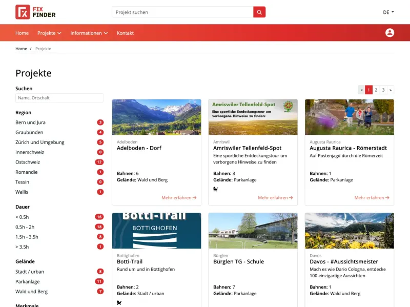 FixFinder-Website: Ansicht auf einem Desktop-Computer